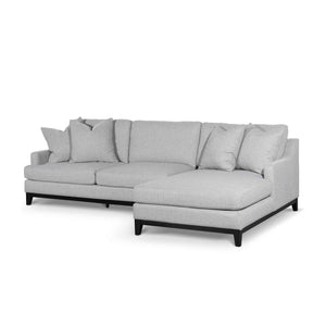 Grey Three-Seater Right Chaise Fabric Sofa