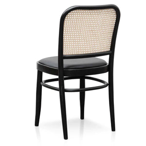 Natural Rattan Dining Chair with Black Cushion