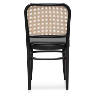 Natural Rattan Dining Chair with Black Cushion