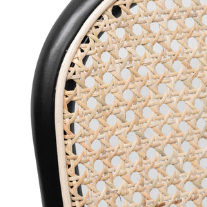 Natural Rattan Dining Chair with Black Cushion