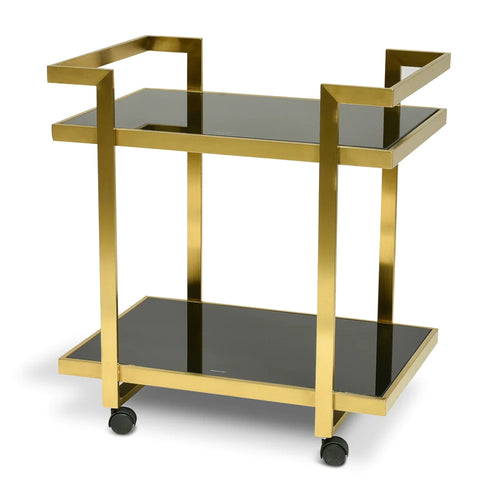 Gold Base Bar Cart with Tempered Glass