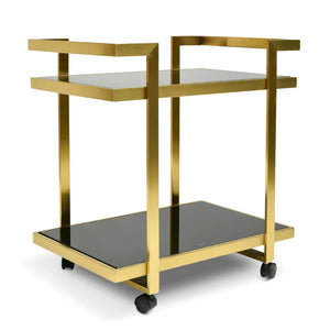 Gold Base Bar Cart with Tempered Glass