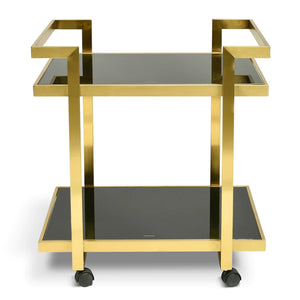 Gold Base Bar Cart with Tempered Glass