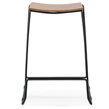 Load image into Gallery viewer, Black Frame Bar Stool with Walnut Timber Seat