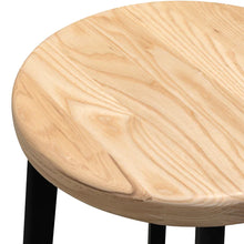 Load image into Gallery viewer, Black Frame Bar Stool with Natural Timber Seat
