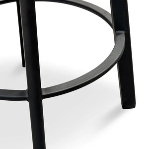 Black Frame Bar Stool with Natural Timber Seat