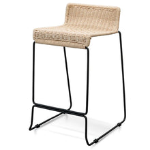 Load image into Gallery viewer, Black Frame Bar Stool with Natural Cord Seat