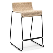 Load image into Gallery viewer, Black Frame Bar Stool with Natural Cord Seat