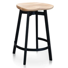 Load image into Gallery viewer, Matte Black Bar Stool with Natural Seat