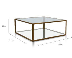 Glass Coffee Table with Gold Base