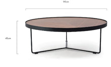 Load image into Gallery viewer, Round Coffee Table with Walnut Top and Black Frame