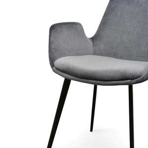 Dark Grey Velvet Dining Chair (Set of 2)