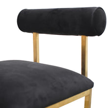 Load image into Gallery viewer, Black Velvet Dining Chair with Brushed Gold Base