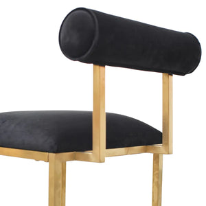 Black Velvet Dining Chair with Brushed Gold Base