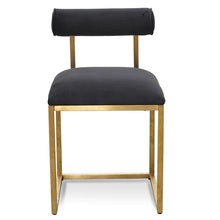 Load image into Gallery viewer, Black Velvet Dining Chair with Brushed Gold Base