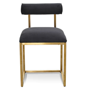 Black Velvet Dining Chair with Brushed Gold Base