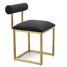 Load image into Gallery viewer, Black Velvet Dining Chair with Brushed Gold Base