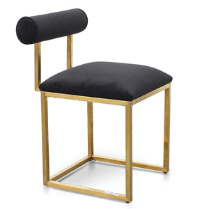 Black Velvet Dining Chair with Brushed Gold Base