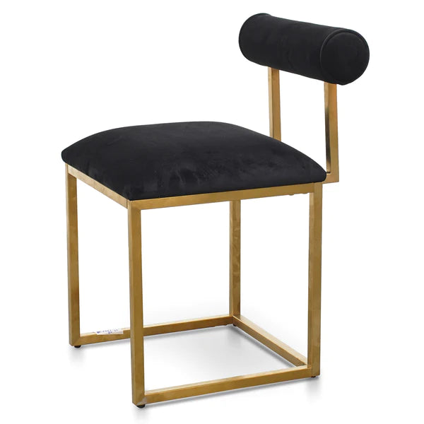 Black Velvet Dining Chair with Brushed Gold Base