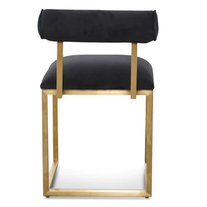 Black Velvet Dining Chair with Brushed Gold Base