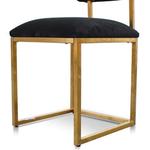 Load image into Gallery viewer, Black Velvet Dining Chair with Brushed Gold Base