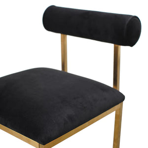 Black Velvet Dining Chair with Brushed Gold Base