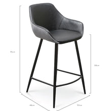 Load image into Gallery viewer, Black PU &amp; Grey Velvet Bar Stool (Set of 2)