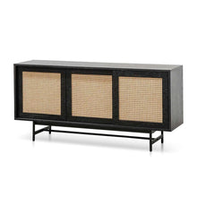 Load image into Gallery viewer, Black Oak Buffet Unit with Natural Rattan Doors