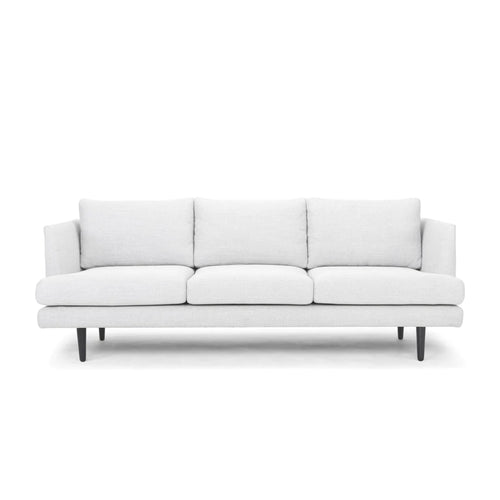 Light Textured Grey Three-Seater Sofa with Black Legs