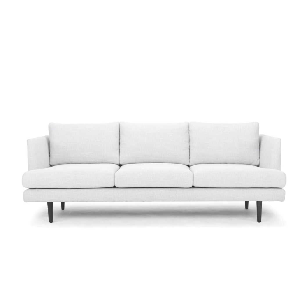 Light Textured Grey Three-Seater Sofa with Black Legs