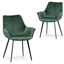 Load image into Gallery viewer, Dark Green Velvet Dining Chair (Set of 2)