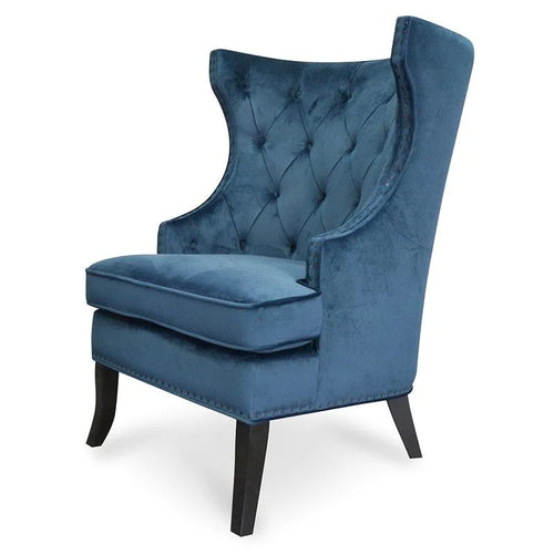 Navy Blue Velvet Armchair