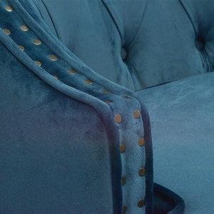 Navy Blue Velvet Armchair