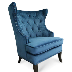 Navy Blue Velvet Armchair