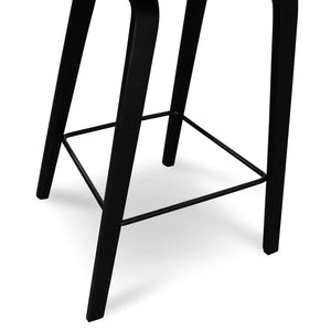 Black Frame Bar Stool with Black Plastic Seat