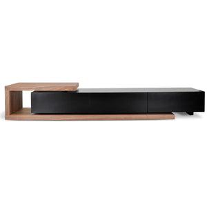 Walnut & Matt Black Extendable Entertainment Unit