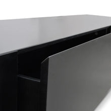 Load image into Gallery viewer, Walnut &amp; Matt Black Extendable Entertainment Unit
