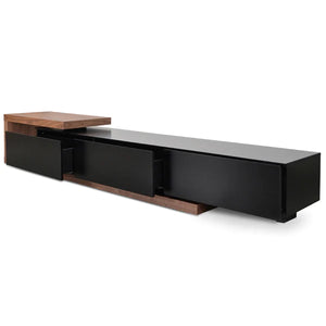Walnut & Matt Black Extendable Entertainment Unit
