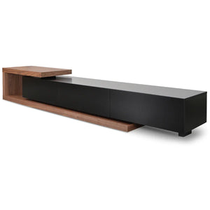 Walnut & Matt Black Extendable Entertainment Unit