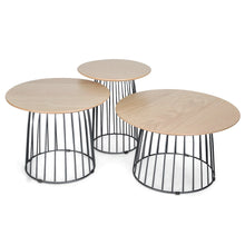 Load image into Gallery viewer, Natural Side Table Set with Black Base