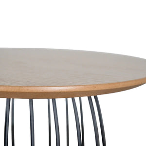 Natural Side Table Set with Black Base