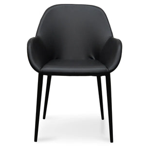 Black PU Dining Chair with Black Legs