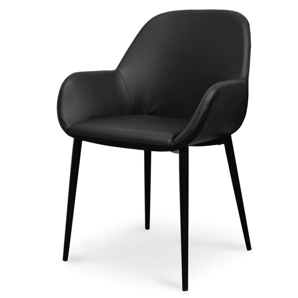 Black PU Dining Chair with Black Legs