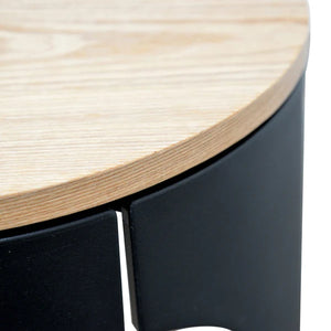 Natural & Black Side Table