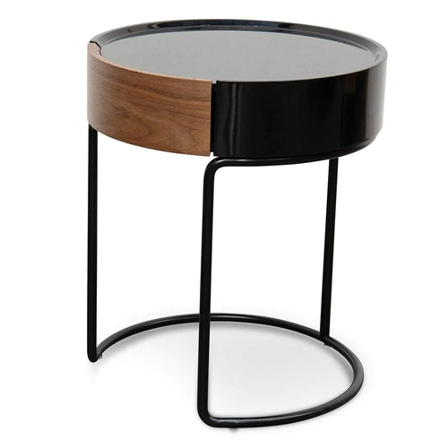 Walnut & Black Scandinavian Side Table