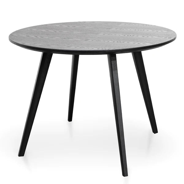 1m Round Black Veneer Top Dining Table with Black Legs