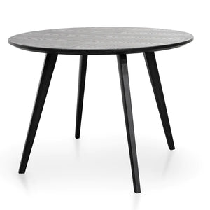 1m Round Black Veneer Top Dining Table with Black Legs