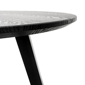 1m Round Black Veneer Top Dining Table with Black Legs