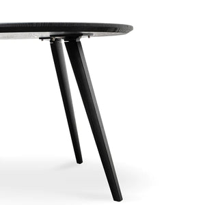 1m Round Black Veneer Top Dining Table with Black Legs