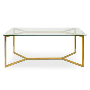 1.9m Glass Dining Table with Gold Base